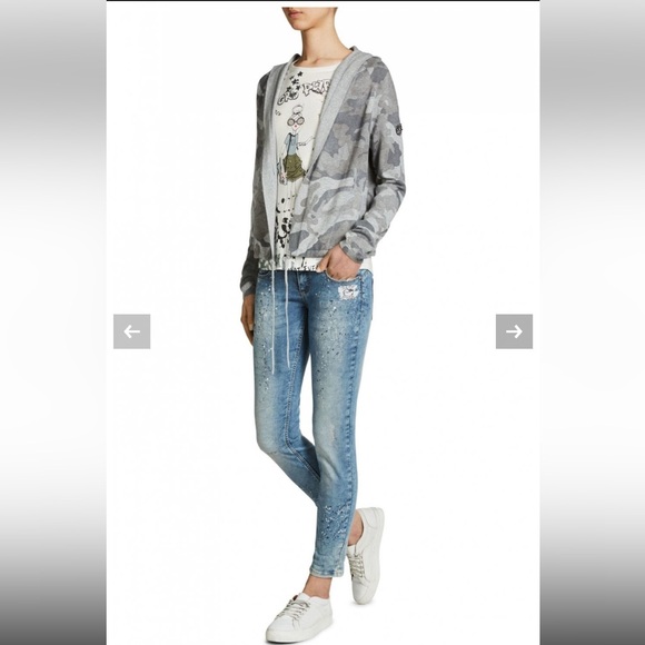 REDUCED!!Amazing “OUI” cami grey tones cardigan hoodie, open front, cord tie! - Picture 12 of 17